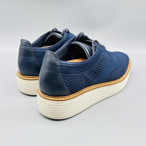 Cole Haan Shoes Womens 7 Blue Knit ZeroGrand Stitchlite Wingtip Oxford Sneakers - Picture 9 of 13